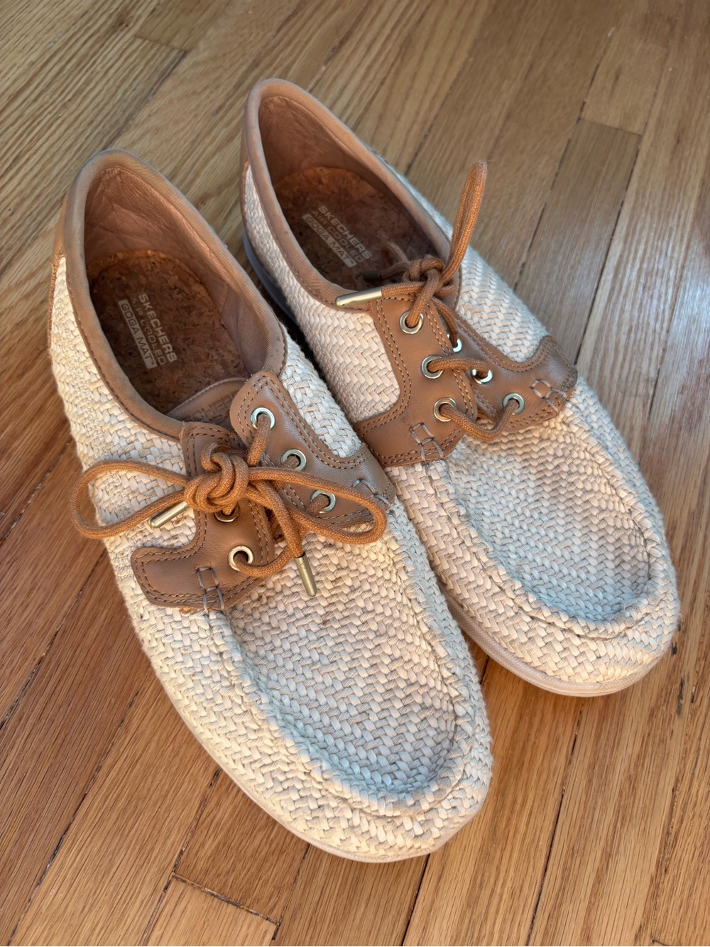 Women’s Casual Woven Lace-Up Shoes - Cream & Tan